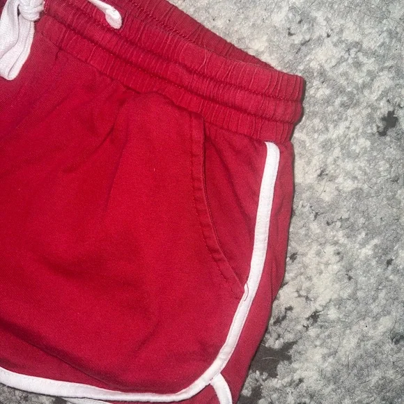 Forever 21 Red and White Athletic drawstring short shorts, size Small - Picture 3 of 6